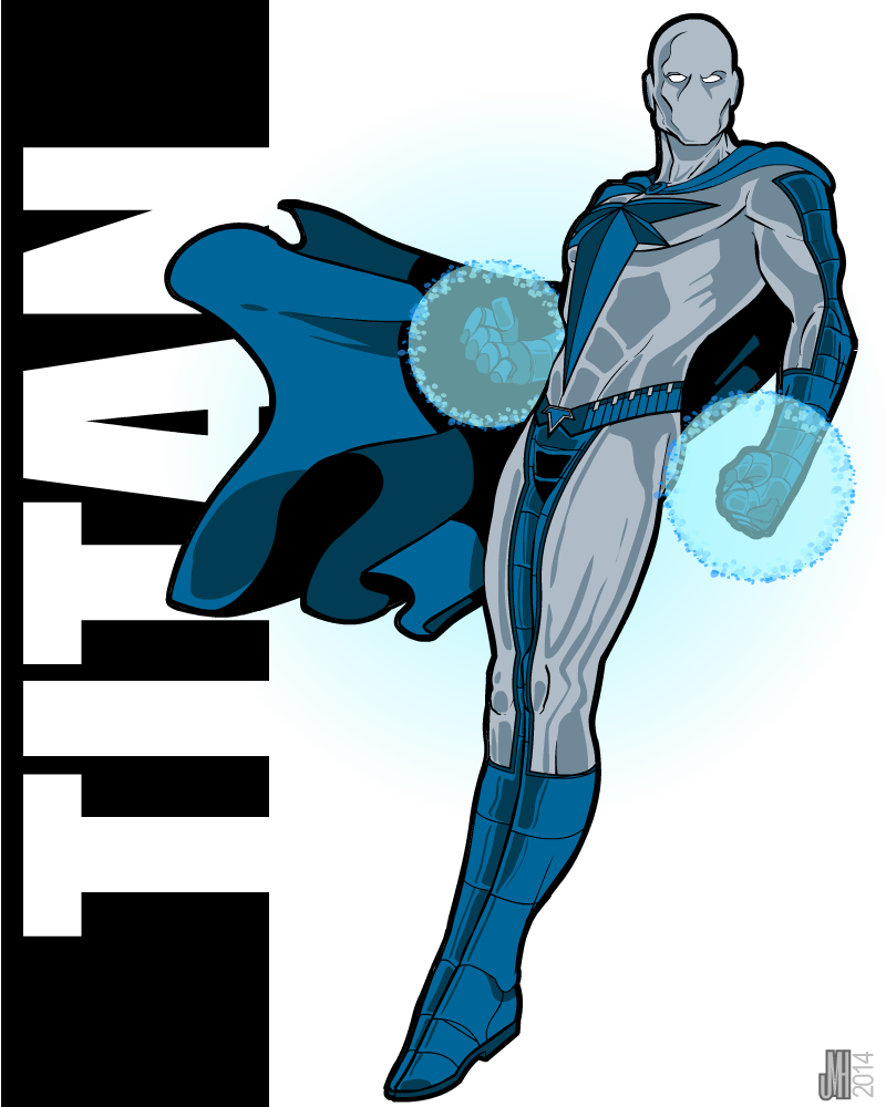Flying superhero with a blue cape and silver armor