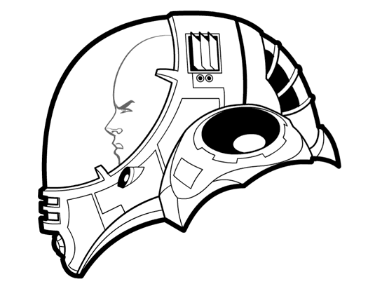 Bald person in a big space helmet
