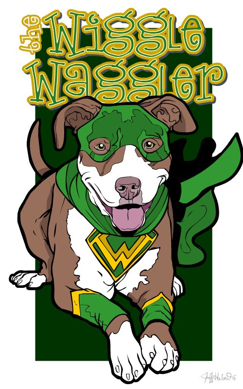 Wiggle Waggler, a super-hero drawing of Anne and Wil Wheaton's dog
