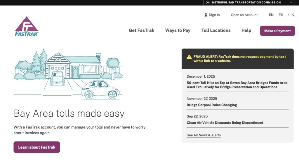 screenshot of https://www.bayareafastrak.org/
