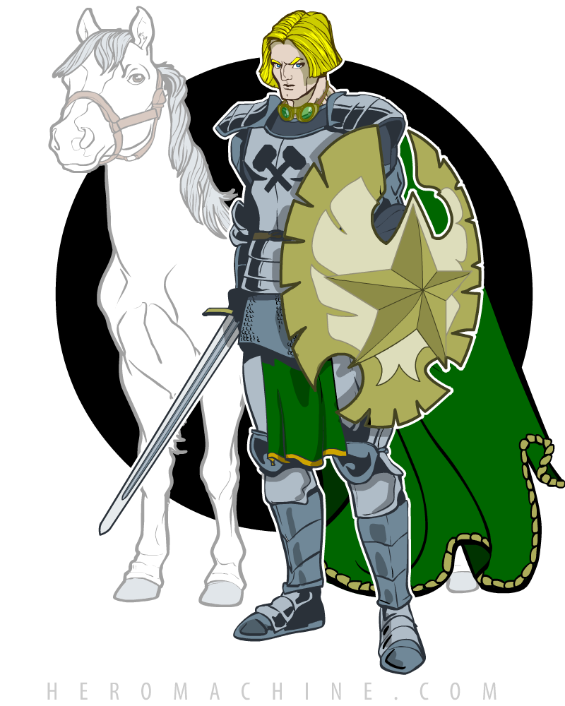 Fantasy paladin and horse